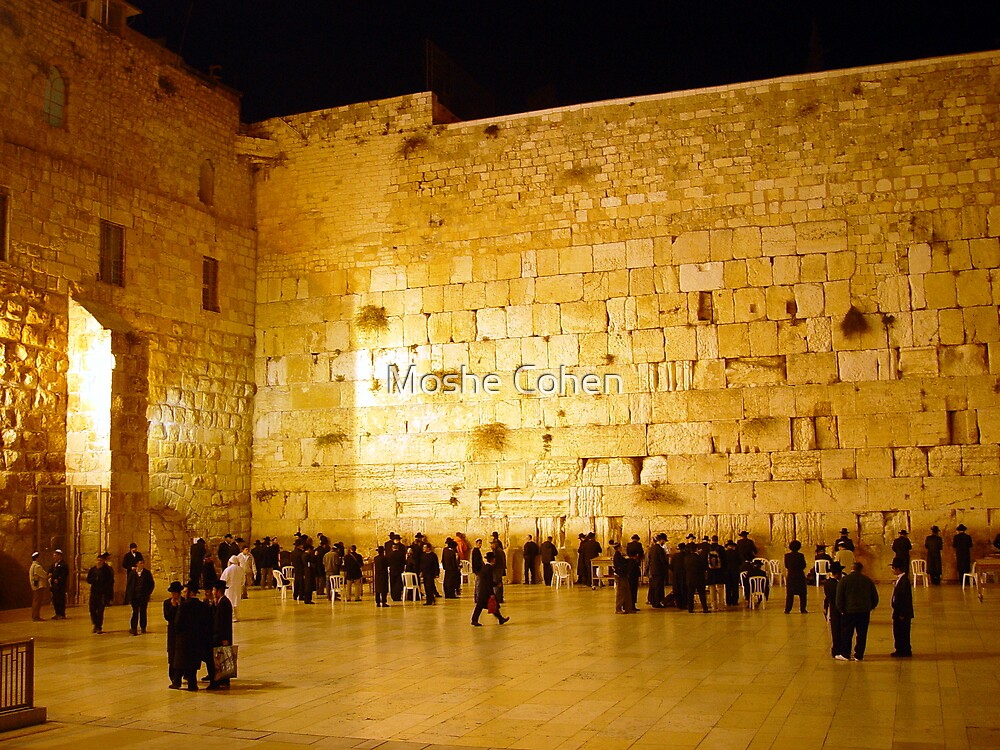 The Western Wall At Night By Moshe Cohen Redbubble