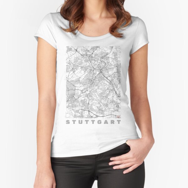 Stuttgart Map Line Fitted Scoop T-Shirt