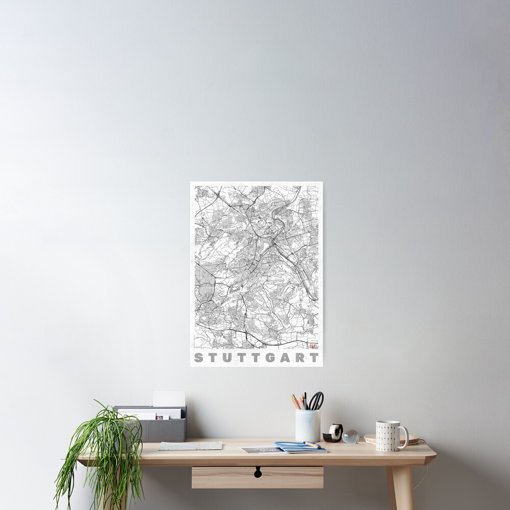 Stuttgart Map Line Poster