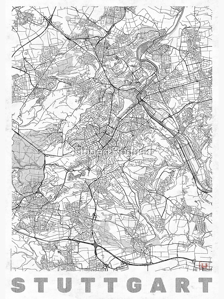 Stuttgart Map Line by HubertRoguski