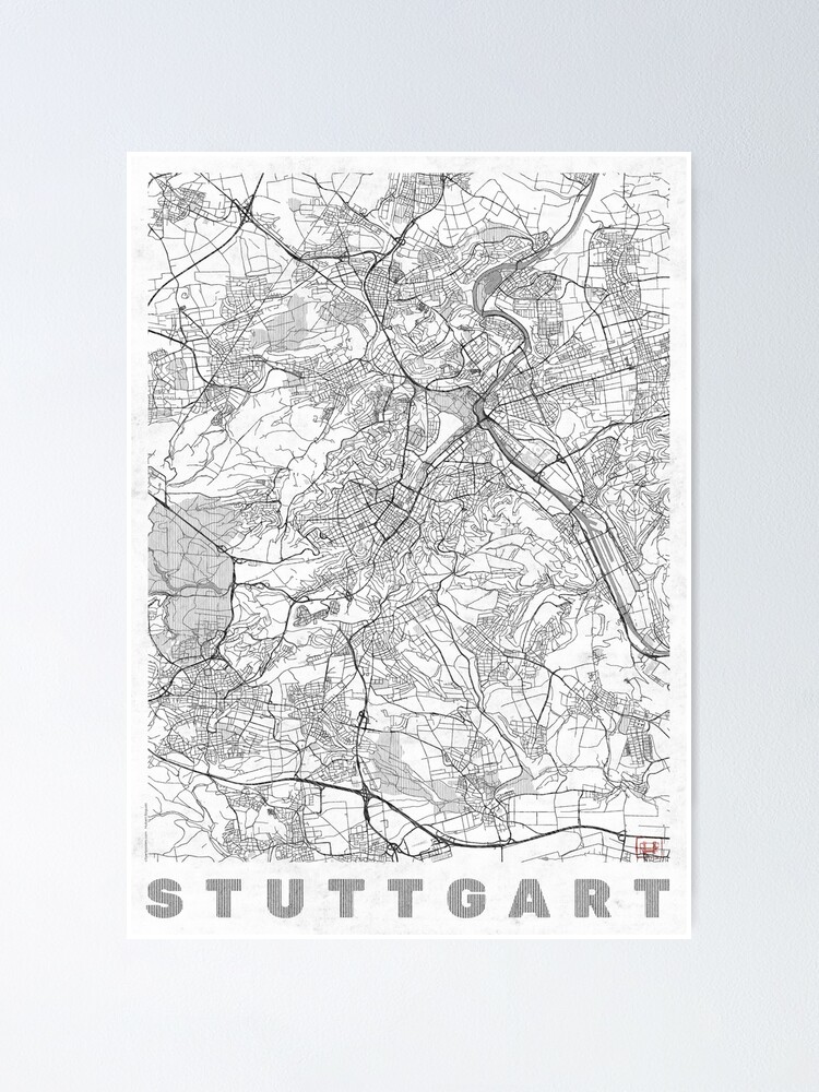 Alternate view of Stuttgart Map Line Poster