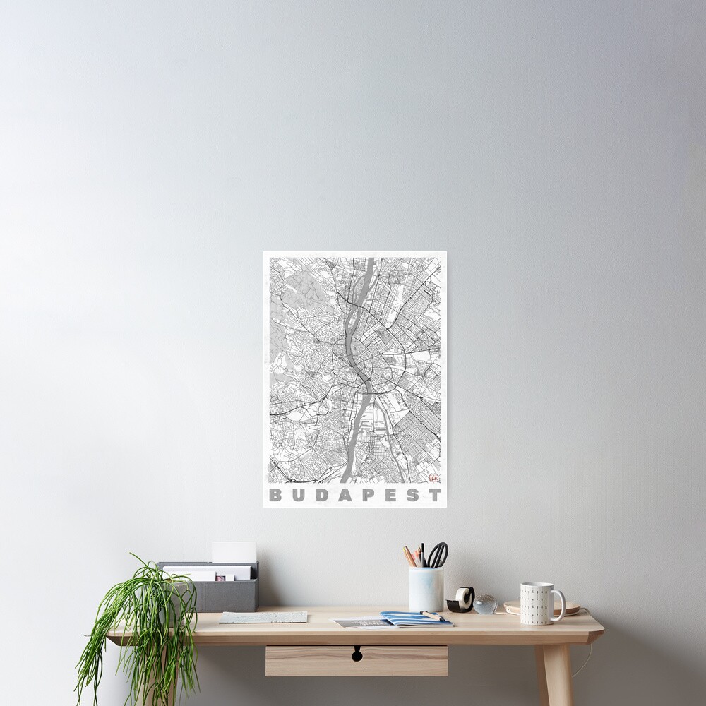 Budapest Map Line Poster