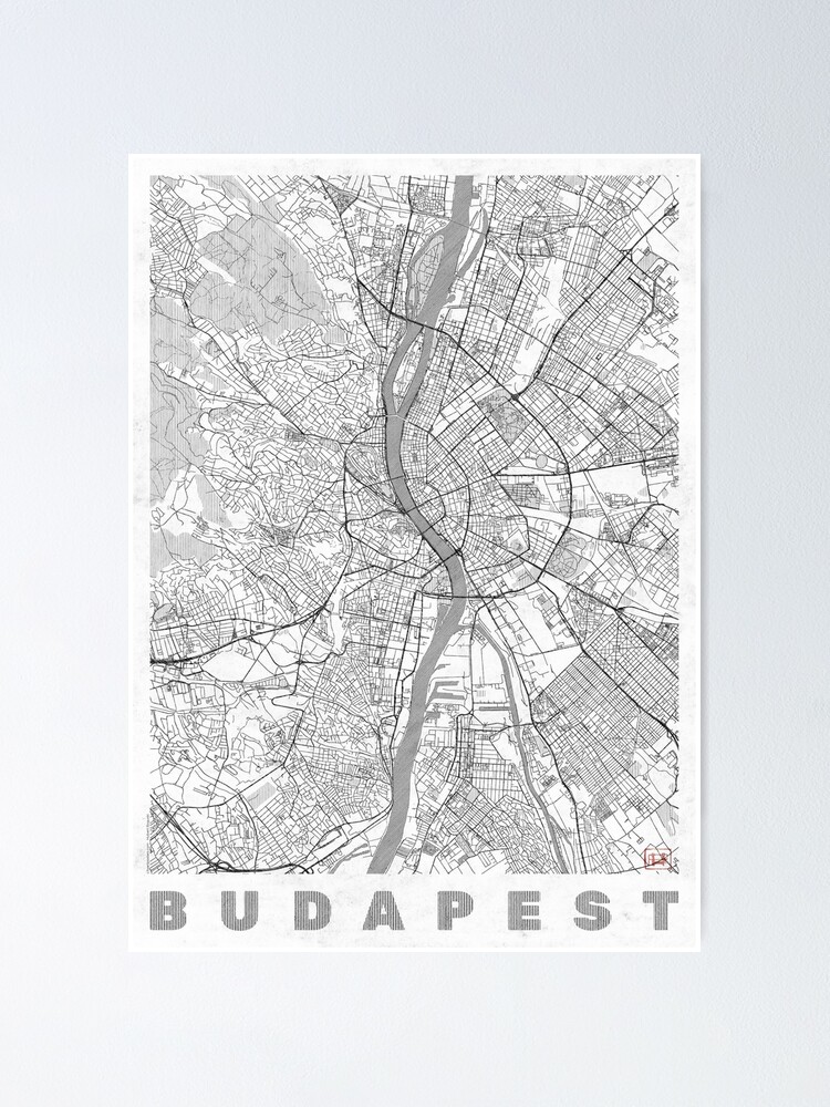 Alternate view of Budapest Map Line Poster