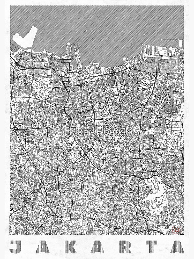 Jakarta Map Line by HubertRoguski