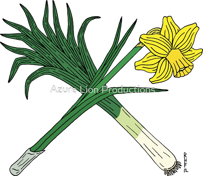  Leek And Daffodil Crossed Stickers By Richard Fay Redbubble