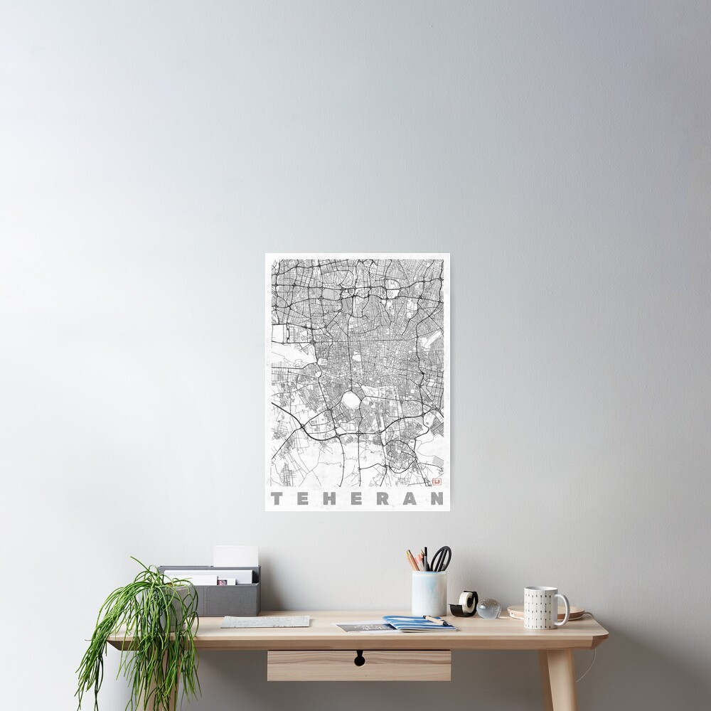 Teheran Map Line Poster