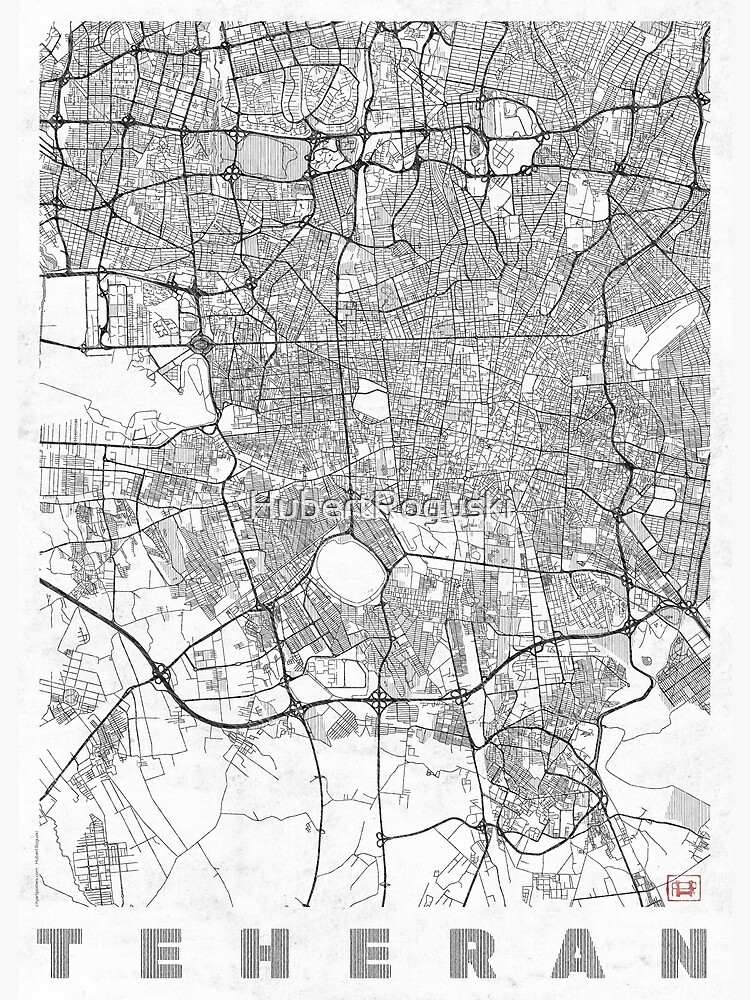 Teheran Map Line by HubertRoguski