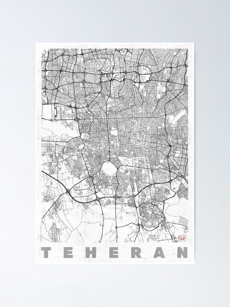 Alternate view of Teheran Map Line Poster