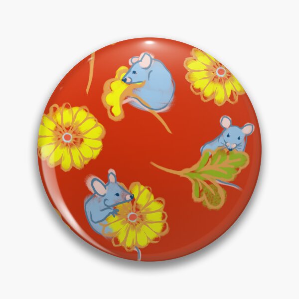Item preview, Blue mouse with yellow flowers and red background designed and sold by Mary Jane Lange.