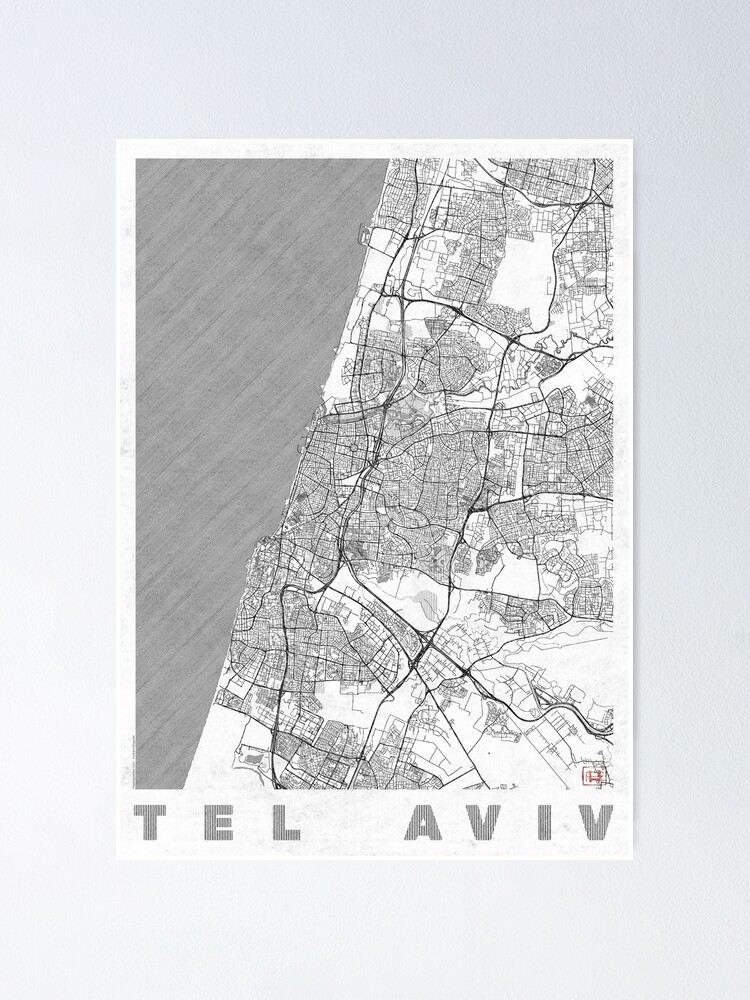 Alternate view of Tel Aviv Map Line Poster