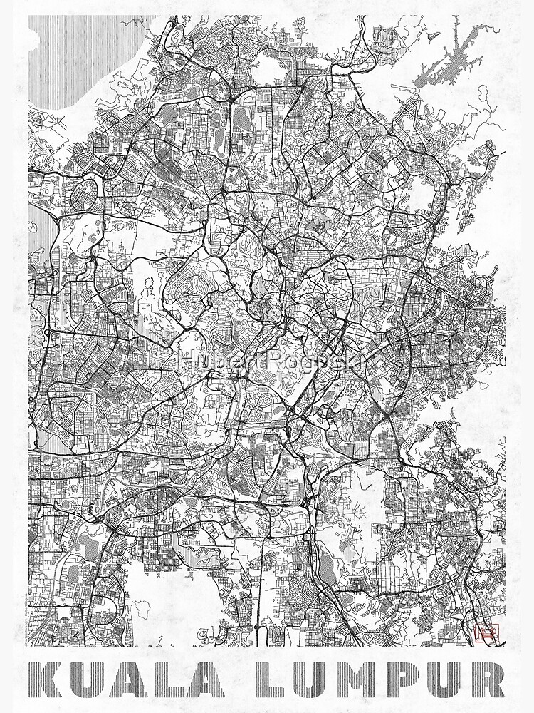 Kuala Lumpur Map Line by HubertRoguski