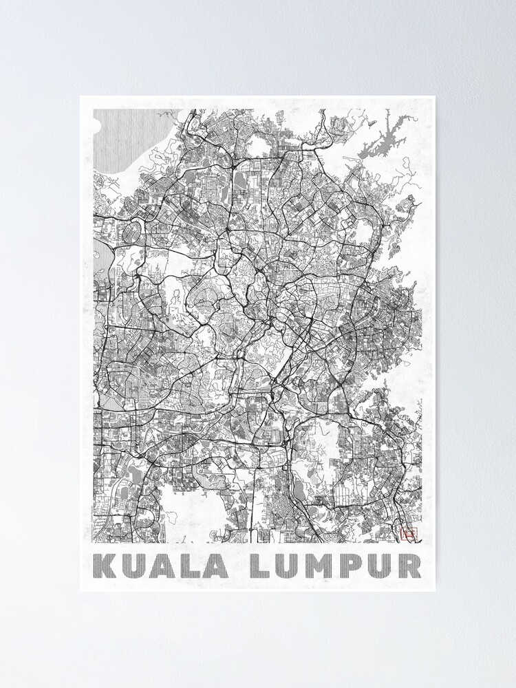 Alternate view of Kuala Lumpur Map Line Poster