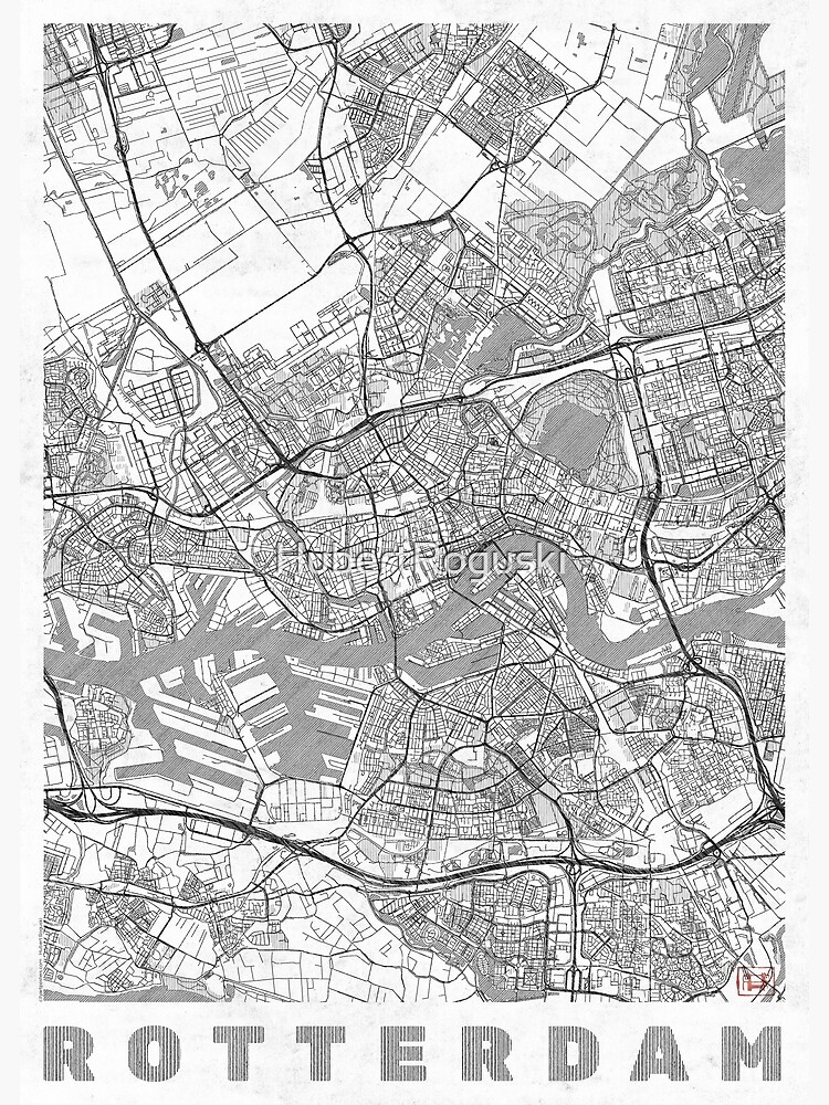 Rotterdam Map Line by HubertRoguski