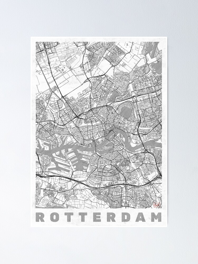 Alternate view of Rotterdam Map Line Poster