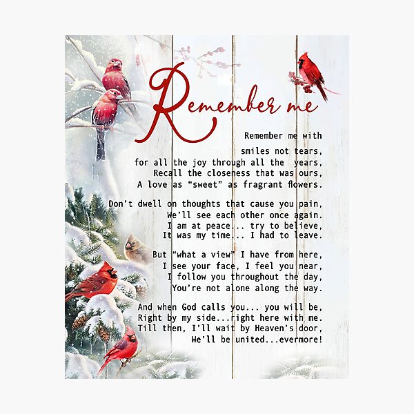 Item preview, Cardinals Remember Me Poem designed and sold by JakeGoodwin.