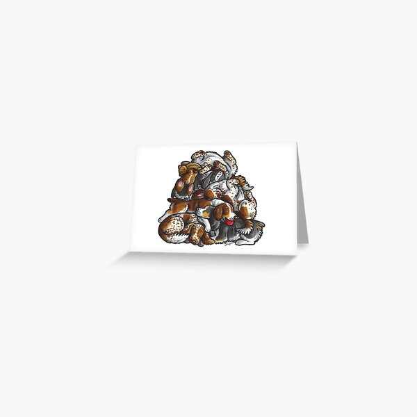 Sleeping pile of English Springer Spaniels Greeting Card