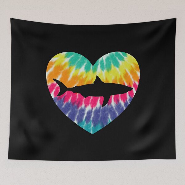 Item preview, Great White Shark Heart With Tie dye Print For Shark Lover designed and sold by JokeGysen.