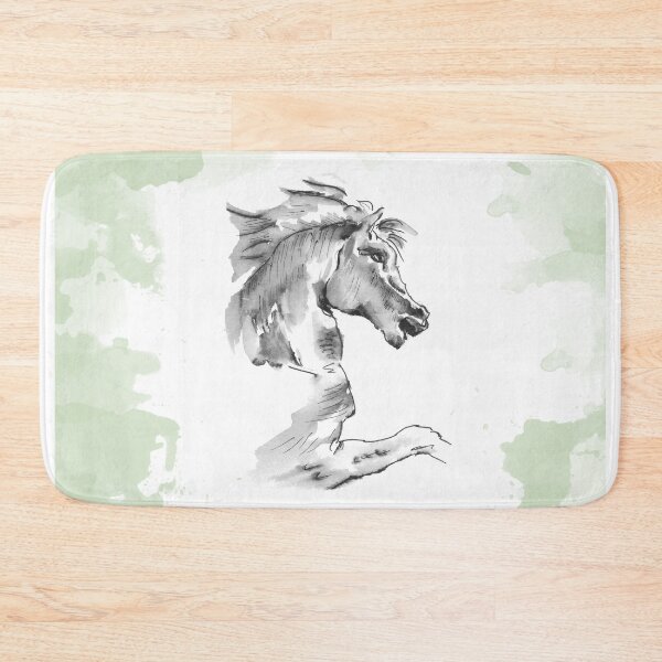 Item preview, Horse Portrait on Green, Ink and Wash Technique designed and sold by HeartwoodStudio.