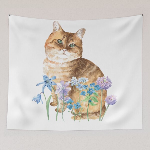 Item preview, Cute Cat in Wildflowers designed and sold by ColoursOfWind.