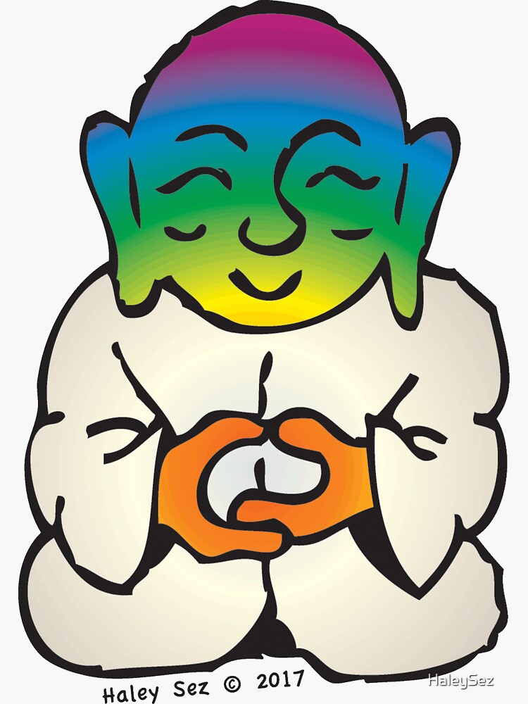 Thumbnail 3 of 3, Sticker, Rainbow Buddha designed and sold by HaleySez.