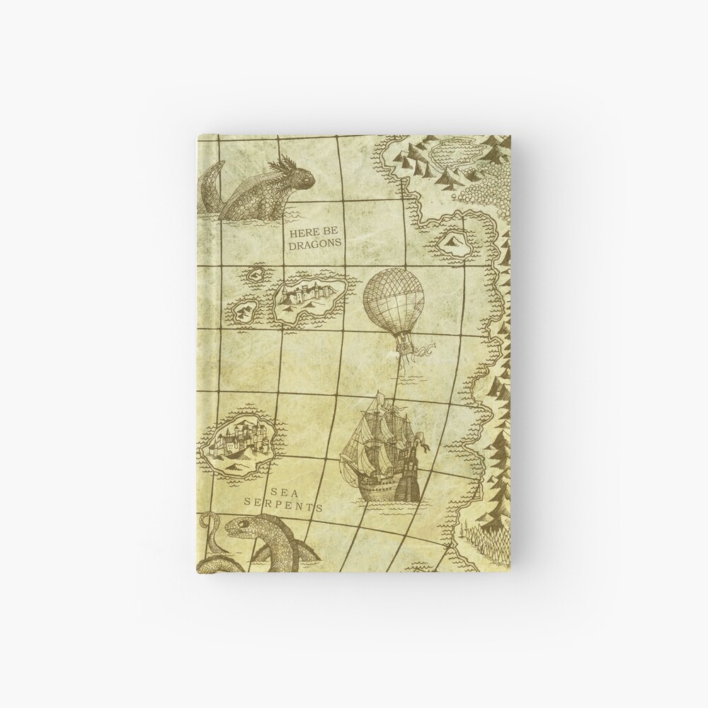 Sea Monsters Map Hardcover Journal