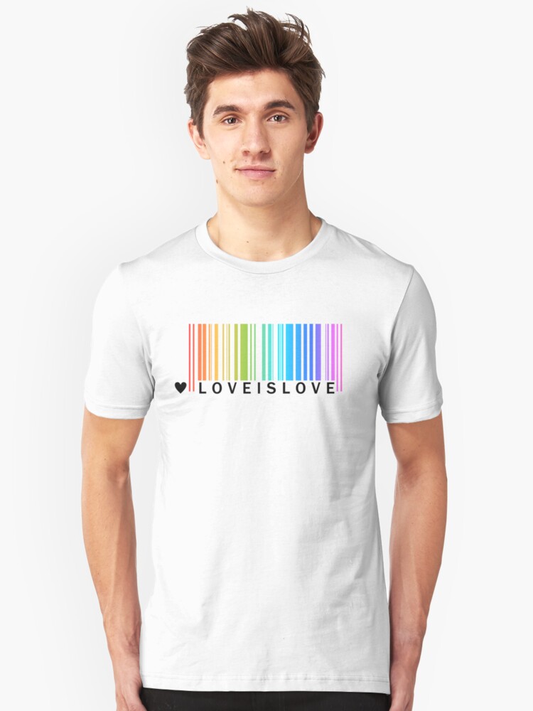 is Pride rainbow - \u0027Love Love T-Shirt by LGBTQA tee barcode\u0027 PixelatedPixels