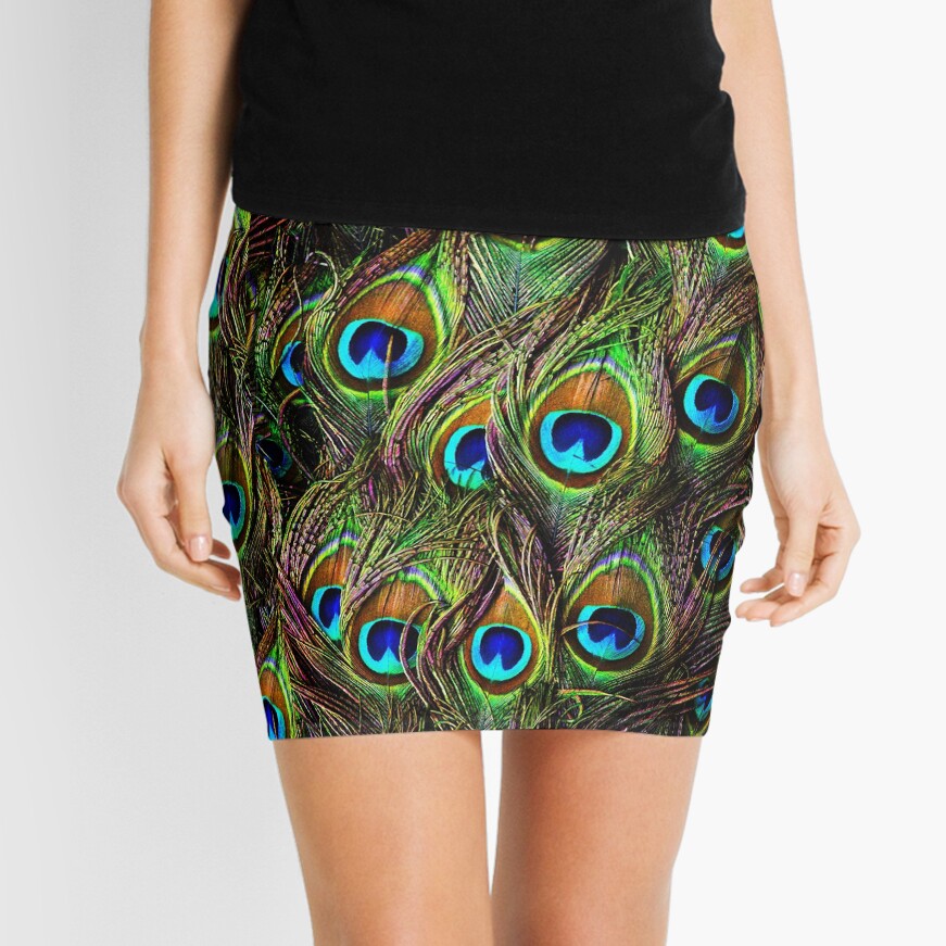 Peacock Feathers Invasion Mini Skirt