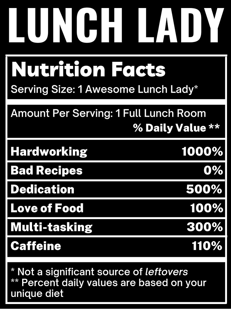"Lunch Lady Funny Nutrition Facts" Poster for Sale by UponStars Redbubble