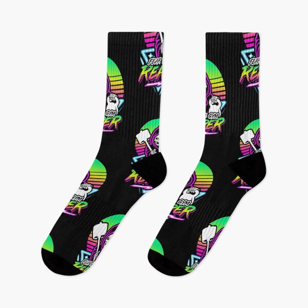 Item preview, Miedo al gimnasio Reaper Fitness Retro Neon Synthwave 80s 90s designed and sold by Brogress Project.