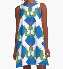 Scottish Thistle & Saltire A-Line Dress