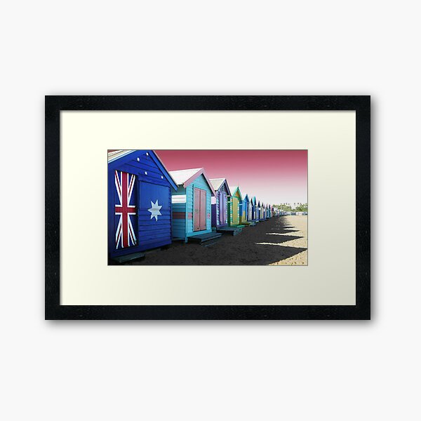 Bathing Boxes, Brighton Beach Framed Art Print