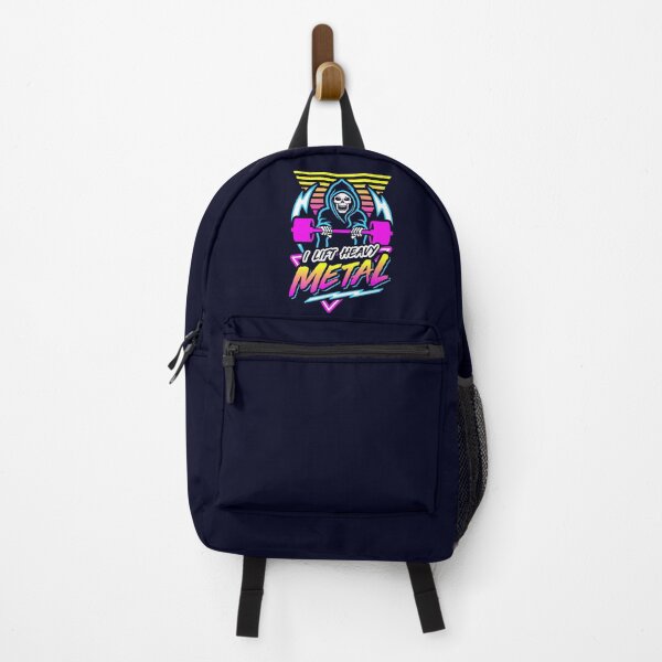 Item preview, I Lift Heavy Metal (Gym Reaper) Retro Neon Synthwave 80s 90s designed and sold by Brogress Project.