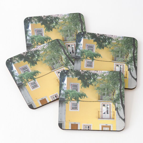 Item preview, Bright Yellow Building Facade | Lisbon Portugal designed and sold by PhotosByVille.