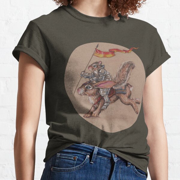 Squirrel in Shining Armor with trusted Bunny Steed  Classic T-Shirt