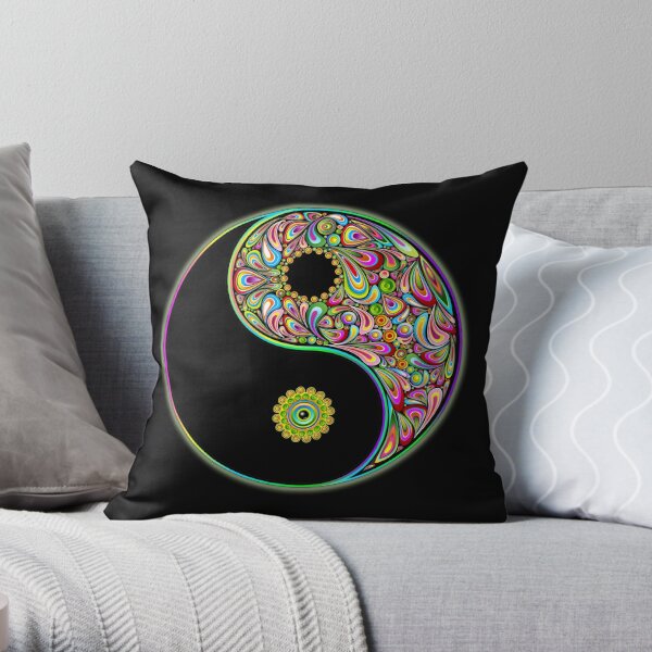 Yin Yang Symbol Psychedelic Art Design Throw Pillow