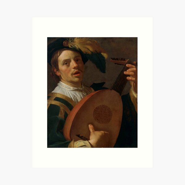Aperçu de l'œuvre Joueur de Luth (17e siècle) - Gerard van Honthorst créée et vendue par SALON DES ARTS.