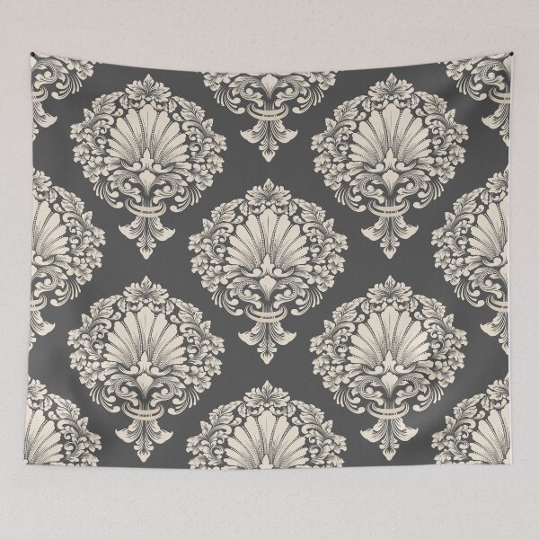 Item preview, Gray and white flower vintage pattern designed and sold by Fus-art94.