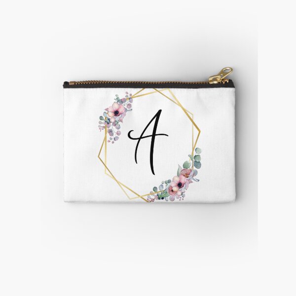 Artikelvorschau, Monogrammbuchstabe A | Lila Blüten mit goldenen Rändern entworfen und verkauft von JustSeasons.