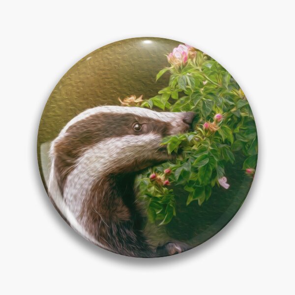 Item preview, Cute Badger smelling flowers designed and sold by friendlyfauna.
