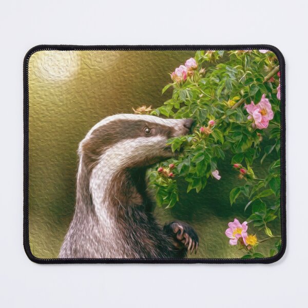 Item preview, Cute Badger smelling flowers designed and sold by friendlyfauna.