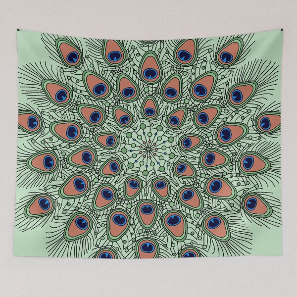 Item preview, Peacock Mandala Bird Feathers Cottagecore Nature designed and sold by cashewdays.