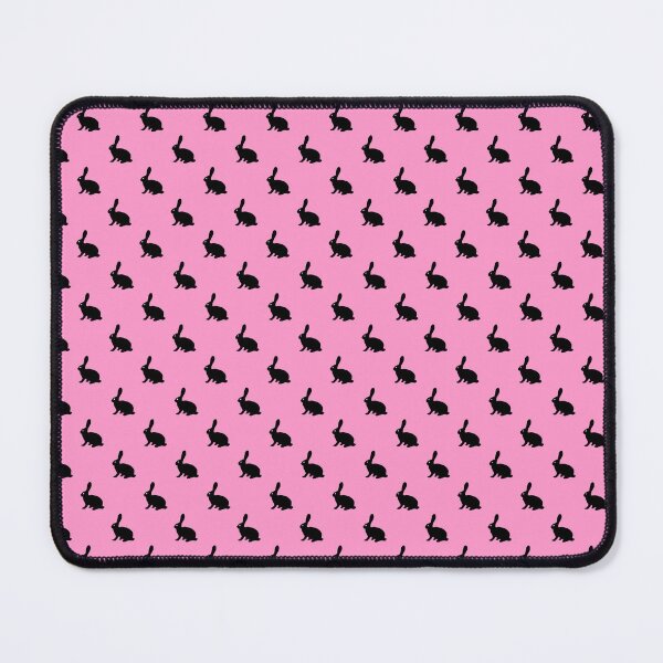 Item preview, black rabbits on pink background, seamless printing designed and sold by vilma3000.