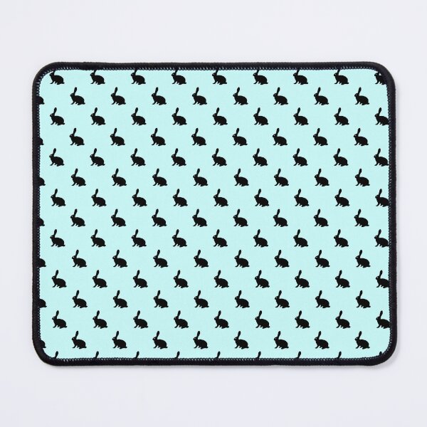 Item preview, black rabbits on blue background, seamless printing designed and sold by vilma3000.