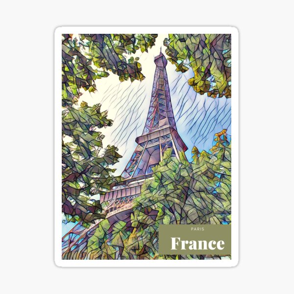 Aperçu de l'œuvre Tour Eiffel Paris France Conception esthétique de vitraux à l'aquarelle (autocollants, masques, vêtements, affiches, etc.) créée et vendue par JaidenBirdie.