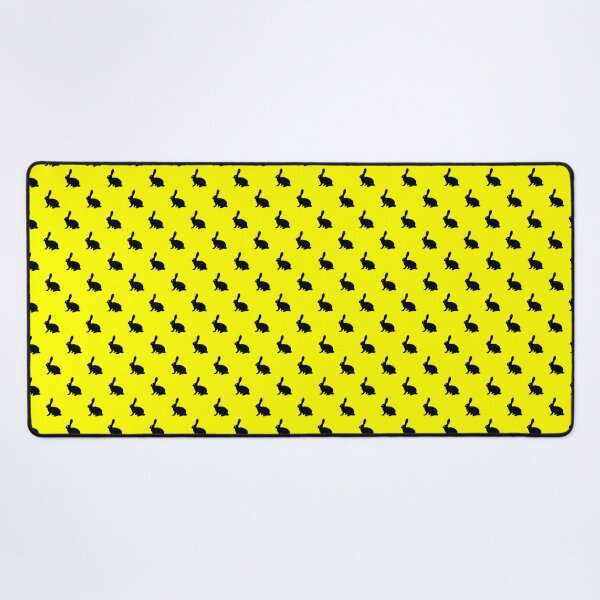 Item preview, black rabbits on yellow background, seamless printing designed and sold by vilma3000.