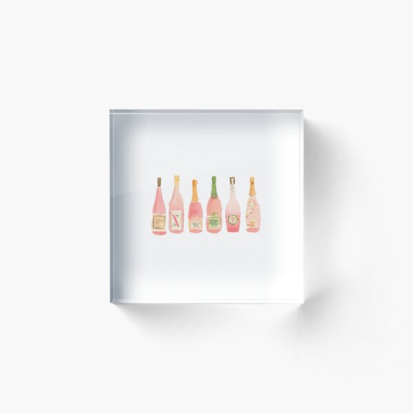 Champagne Rosé Watercolor Acrylic Block