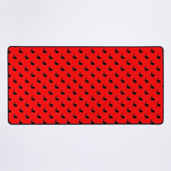 Item preview, black rabbits on red background, seamless printing designed and sold by vilma3000.