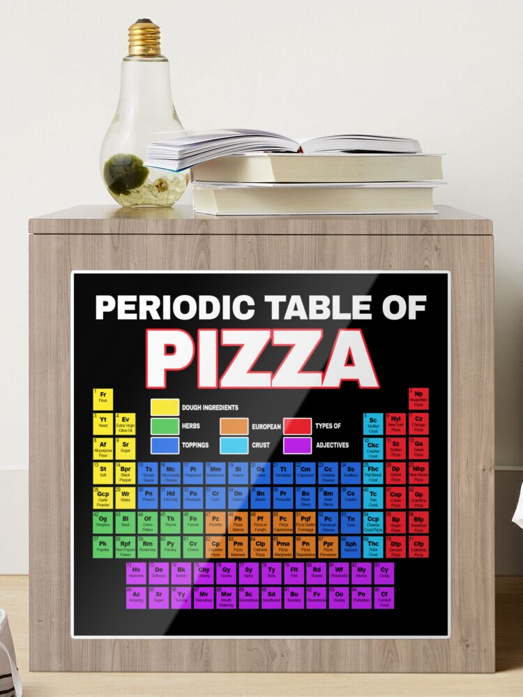 Elements of life: 132 pizza periodic table Sticker by PhrasesTheThird