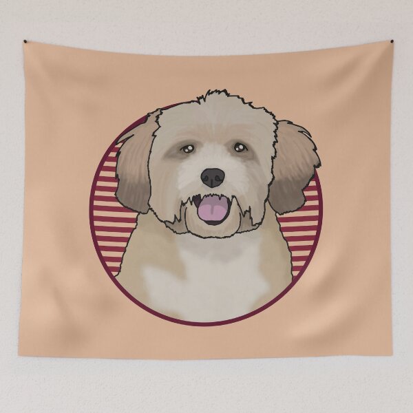 Item preview, Lhasa Apsos dog w/ Red stripped circle designed and sold by AdoptNFTPets.