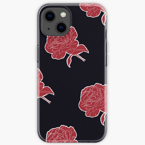 Red roses on black background. iPhone Soft Case